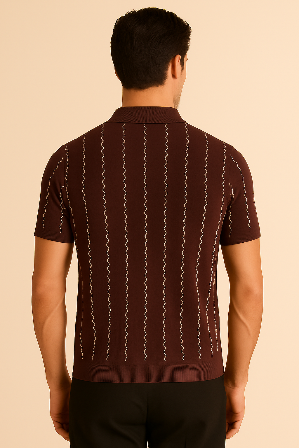 Texture Stripe Knitted Polo