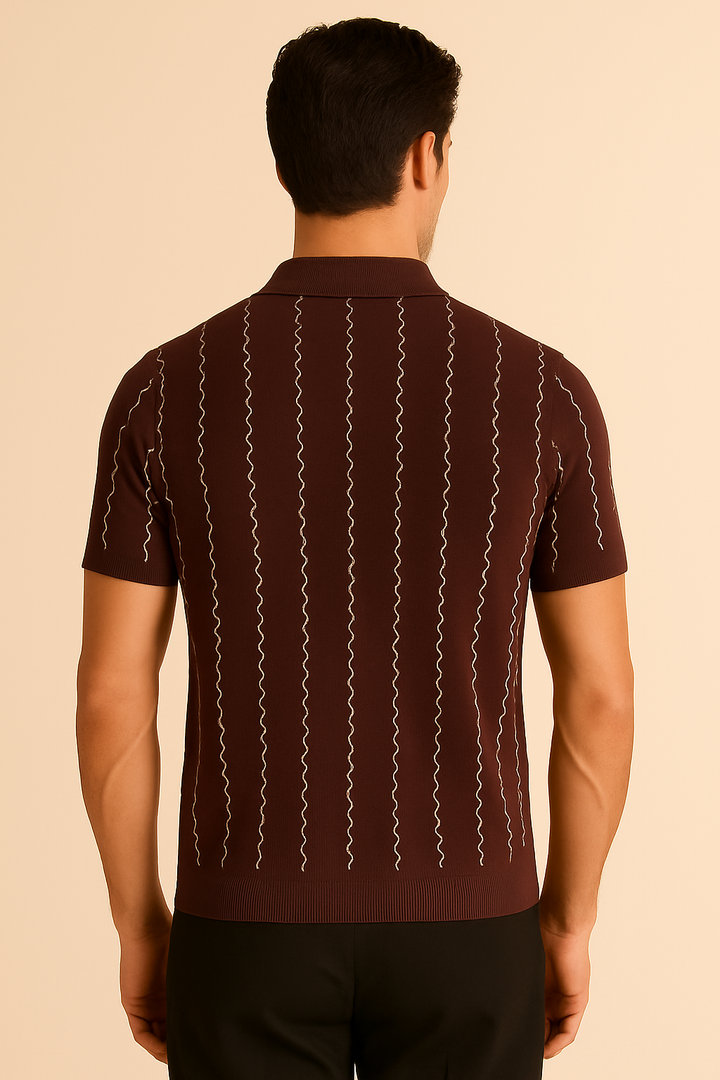 Texture Stripe Knitted Polo