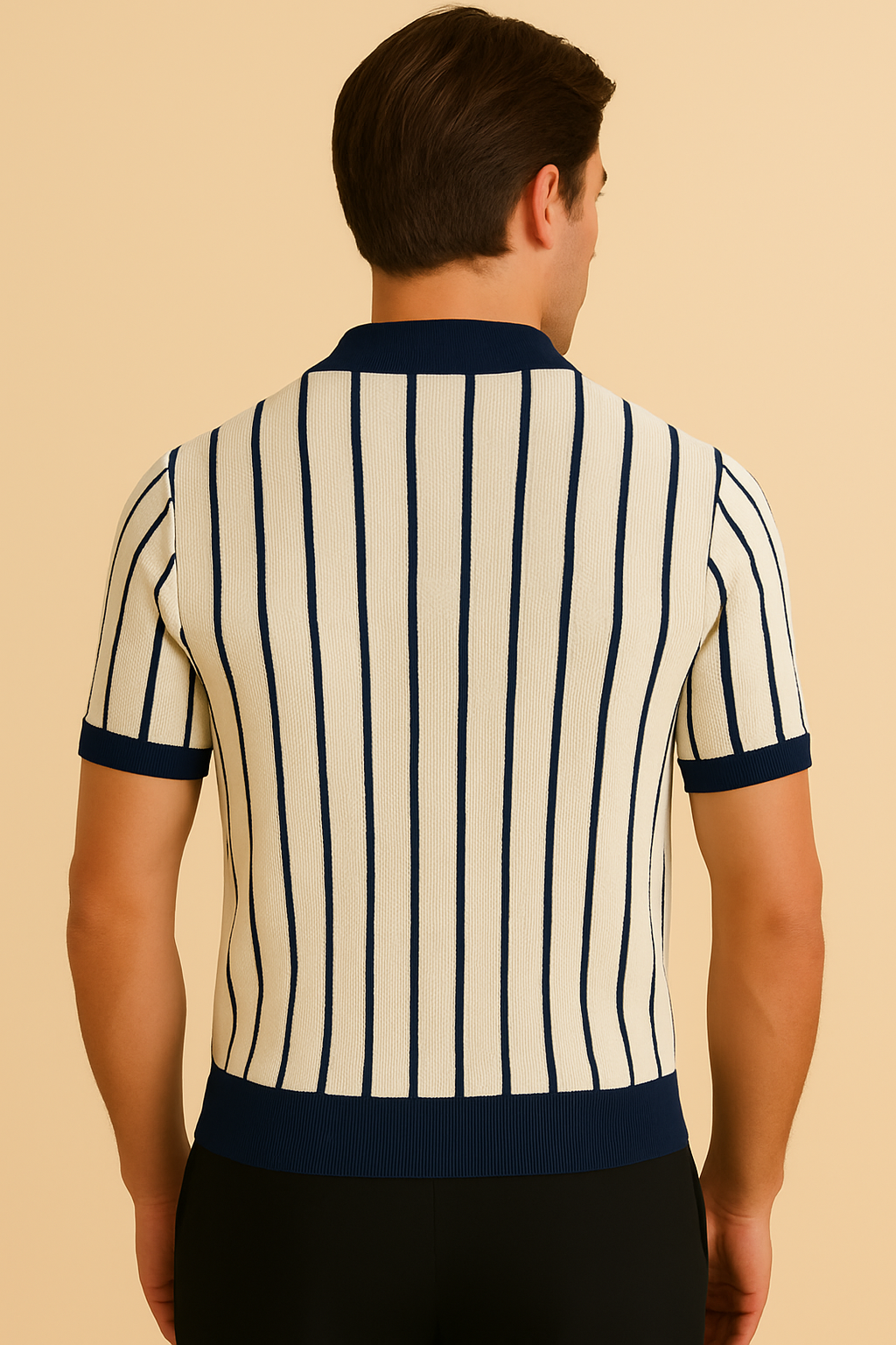 Ribbed-Stripe Knit Resort Shirt