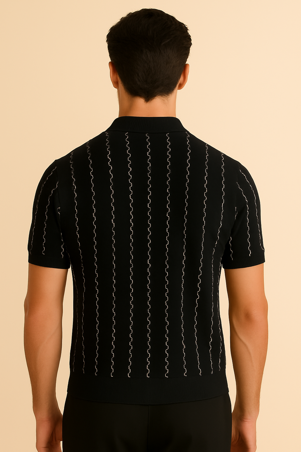 Texture Stripe Knitted Polo