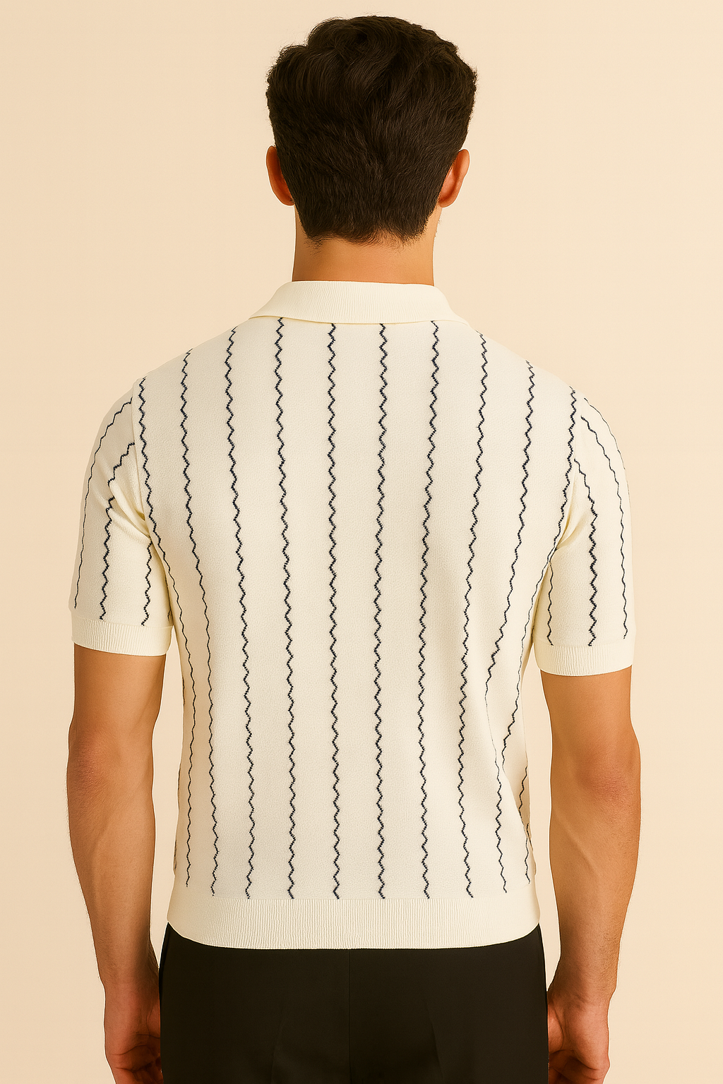 Texture Stripe Knitted Polo