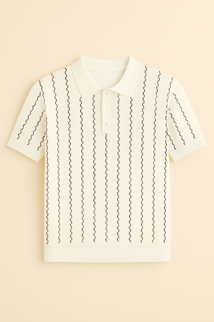 Texture Stripe Knitted Polo
